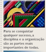 Para se conquistar qualquer sucesso, a disciplina e a organização são as partes mais importantes de todas.